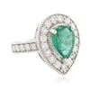 Image 2 : 14KT White Gold 2.12 ctw Emerald and Diamond Ring