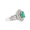Image 2 : 14KT White Gold 0.95 ctw Emerald and Diamond Ring