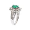 Image 3 : 14KT White Gold 0.95 ctw Emerald and Diamond Ring