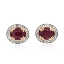 14KT Two-Tone Gold 3.54 ctw Ruby and Diamond Earrings