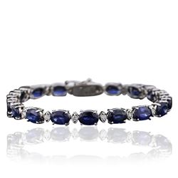 14KT White Gold 19.80 ctw Sapphire and Diamond Bracelet