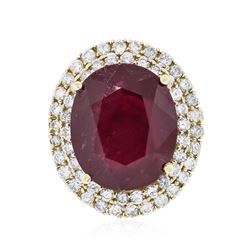 14KT Yellow Gold 14.44 ctw Ruby and Diamond Ring