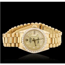 Mid Size Rolex 18KT Yellow Gold DateJust Diamond Wristwatch