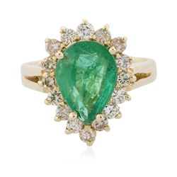 14KT Yellow Gold 2.86 ctw Emerald and Diamond Ring