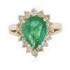Image 1 : 14KT Yellow Gold 2.86 ctw Emerald and Diamond Ring