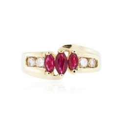 14KT Yellow Gold 0.37 ctw Ruby and Diamond Ring