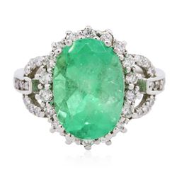 14KT White Gold 3.42 ctw Emerald and Diamond Ring