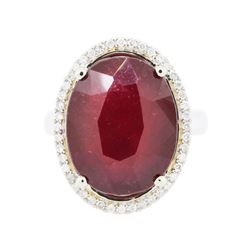 14KT White Gold 15.22 ctw Ruby and Diamond Ring