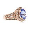 Image 2 : 14KT Rose Gold 3.80 ctw Tanzanite and Diamond Ring