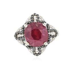 14KT White Gold 6.87 ctw Ruby and Diamond Ring