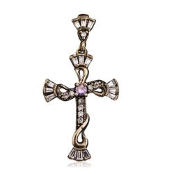 Silver and Gold 2.52 ctw Cubic Zirconia Cross Pendant