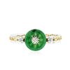 Image 1 : 18KT Two-Tone Gold 6.86 ctw Jade and Diamond Bracelet