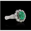 Image 2 : 18KT White Gold 1.35 ctw Emerald and Diamond Ring