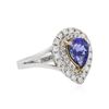 Image 2 : 14KT White Gold 1.22 ctw Tanzanite and Diamond Ring