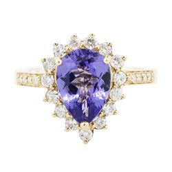 14KT Yellow Gold 2.86 ctw Tanzanite and Diamond Ring