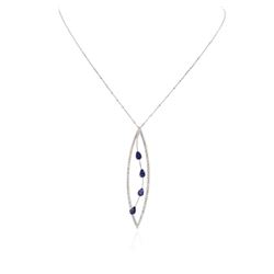 14KT White Gold 1.92 ctw Sapphire and Diamond Pendant With Chain