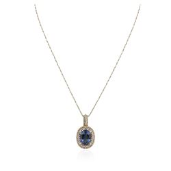 14KT Yellow Gold 12.76 ctw Tanzanite and Diamond Pendant With Chain