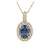 Image 2 : 14KT Yellow Gold 12.76 ctw Tanzanite and Diamond Pendant With Chain