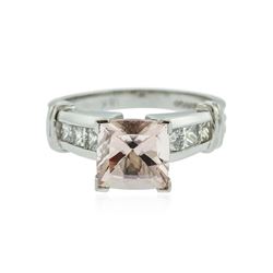 Platinum 2.25 ctw Morganite and Diamond Ring