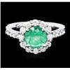 Image 1 : 14KT White Gold 1.49 ctw Emerald and Diamond Ring