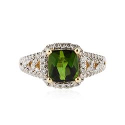 14KT Yellow Gold 1.60 ctw Green Tourmaline and Diamond Ring