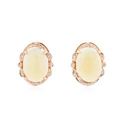 14KT Rose Gold 7.00 ctw Opal and Diamond Earrings