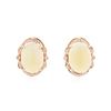 Image 1 : 14KT Rose Gold 7.00 ctw Opal and Diamond Earrings