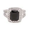 Image 1 : 14KT White Gold 3.00 ctw Black Onyx and Diamond Ring