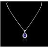 Image 1 : 14KT White Gold 7.16 ctw Tanzanite and Diamond Pendant With Chain