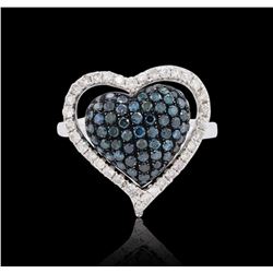 18KT White Gold 1.42 ctw Blue Diamond Ring