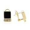 Image 2 : 14KT Yellow Gold 1.90 ctw Black Onyx and Diamond Earrings
