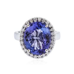 14KT White Gold 7.98 ctw Tanzanite and Diamond Ring