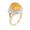 Image 3 : 14KT Yellow Gold 4.43 ctw Opal and Diamond Ring