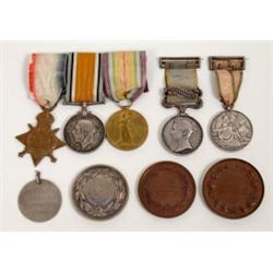 A Group of Family Medals, comprising Crimea medal with Sebastopol bar, and Turkish Crimea medal a...