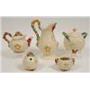 Image 1 : A Clarice Cliff Barbola Pattern Tea Pot and Cover, (a.f.), a preserve pot and sugar bowl (4)  See...