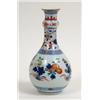 Image 1 : A Chinese Pear Shaped Vase, with knopped stem, decorated flowers in underglaze blues and reds, 24...