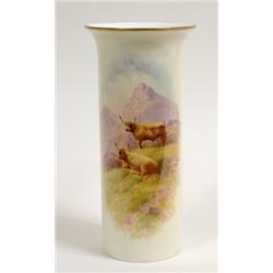 A Cauldron Ltd Vase, decorated highland cattle, signed D Birbeck, 24 cm £ 30 - 50...