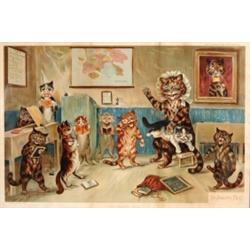 After louis Wain, The Naughty Puss, printed by the penny illustrated paper, Xmas No 1898, 50.5 x...