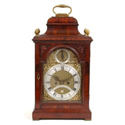 A Late 18th Century Bracket Clock, the arch square brass and silvered dial signed on an applied b...