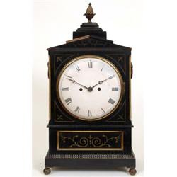 A Regency Bracket Clock, the convex painted dial with Roman numerals, fitted an 8 day twin fusee...