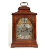 Image 1 : A Late 18th Century Mahogany Bracket Clock, the 17 cm arched square brass and silvered dial signe...
