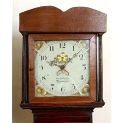 A Long Case Clock, the painted dial signed Henry Peach, Beaminster, with Arabic numerals and cale...