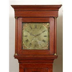 A Long Case Clock, the brass dial signed 'Jas Webster Salop', with Roman numerals and calendar ap...