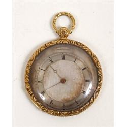 A French Open Face Pocket Watch, of slim proportions, the silvered dial with Roman numerals, the...