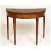 Image 1 : A George III Mahogany Demi Lune Card Table, crossbanded in  rosewood on tapering square legs, 91...