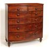 Image 1 : A 19th Century Mahogany Bow Front Chest, with two short and three graduated long drawers, on turn...