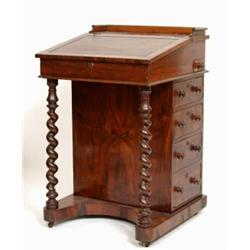 A Victorian Rosewood Davenport, having four reel and four false drawers, 53 cm  See illustration...