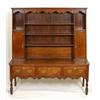 Image 1 : An Oak Dresser, crossbanded in pollard oak, the dentil moulded cornice above a shaped frieze, wit...
