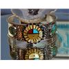 Image 3 : Hand made Native American Sterling Cuff Bracelet-Zuni style Sun Face, Turquoise by "POPPI"