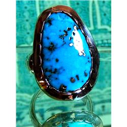 Nice Native American Kingman Turquoise sterling Silver ring size 8 by "POPPI"